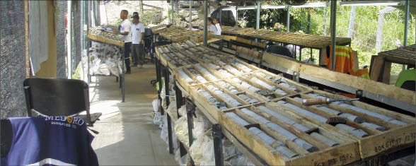 Inside the core shack at Medoro Resources' Marmato project, 120 km south of Medellin in Caldas state, Colombia. Photo by Medoro Resources