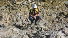 Senior geologist Jay Jackson at the Ct Lake deposit at Trelawney Mining's Chester gold project in northern Ontario. Photo by Trelawney Mining and Exploration
