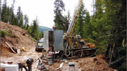 Drillers at Premium Exploration's Idaho gold project near Elk City in central Idaho. Photo by Premium Exploration