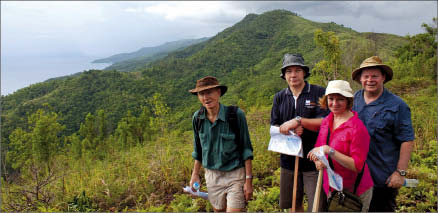 At Mindoro's Agata nickel project in the Philippines, from left: COO Tony Climie; president and CEO Jon Dugdale; vice-president of investor relations Penny Gould; and CFO Rob King. Photo by Ian Bickis