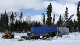 A drill rig at Gold Canyon Resources' Springpole gold project in northwestern Ontario. Photo by Gold Canyon Resources