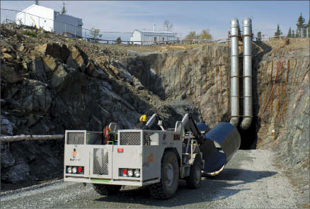 A worker drives down a ramp at Northgate Minerals' Young-Davidson gold project in Matachewan, Ontario. Photo by Northgate Minerals