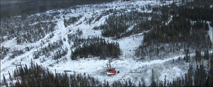 An aerial view of a drill rig at Victory Nickel's Minago nickel project in Manitoba. Photo by Victory Nickel