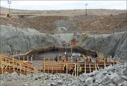 Workers building the foundation for the primary crusher at Detour Gold's Detour Lake gold project in Ontario. Photo by Sam Crittenden