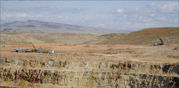 Drill rigs at Paramount Gold and Silver's Sleeper gold project in Humboldt County in northwestern Nevada. Photo by Paramount Gold & Silver