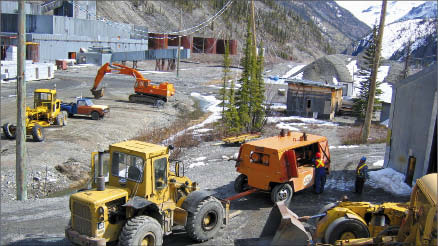 Staff and machinery at Canadian Zinc's Prairie Creek silver-lead-zinc project in the Northwest Territories. Photo by Canadian Zinc