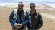 Geologist and project manager Guillermo Almandoz (left) and investor Ross Beaty at Lumina Copper's Taca Taca project in Argentina's Salta province. Photo by Trish Saywell