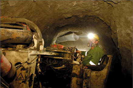 A miner working underground at European Goldfields' Olympias polymetallic project in Greece. Photo by European Goldfields