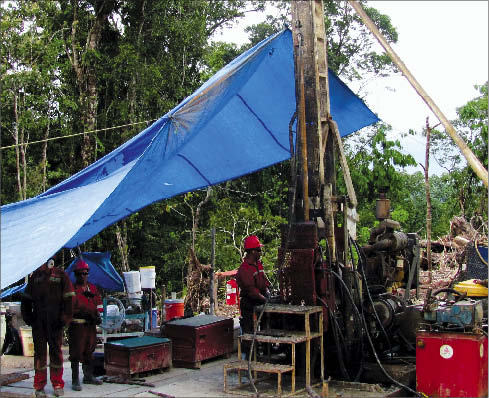 Drillers at work at Inmet Mining's Cobre Panama copper project, 20 km west of Panama City. Photo by Inmet Mining