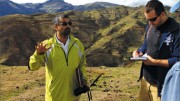 Panoro Minerals president and CEO Luquman Shaheen speaks with visitors at the Cotabambas copper-gold project, located 50 km southwest of Cuzco, Peru. Photo by Ian Bickis