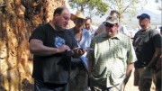 Soltoro CEO Andrew Thomson (far left) gives a presentation at the El Rayo silver-gold project in Jalisco State, Mexico. Photo by Salma Tarikh