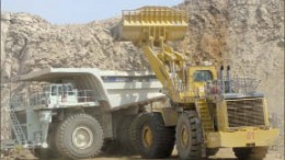 A loader filling a dump truck at Goldcorp's Penasquito polymetallic mine in Mexico. Photo by Goldcorp