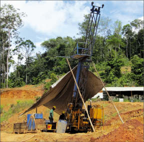 A drill rig at Guyana Goldfields' Aurora gold project in Guyana. Photo by Guyana Goldfields