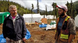 Ryan Gold CEO Michael Skead (left) and geologist Brook Lisson at the Ida Oro gold project 90 km east of Dawson City, Yukon. Photo by Ian Bickis