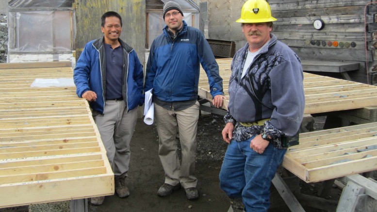 At Prophecy Platinum's Wellgreen nickel-copper-PGM project in the Yukon, from left: field geologist Rex Camit; senior geologist Danniel Oosterman; and project geologist Rory Calhoun. Photo by Matthew Allan