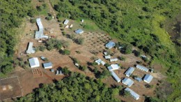 An aerial view of the camp at Axmin's Passendro gold project in the Central African Republic. Photo by Axmin