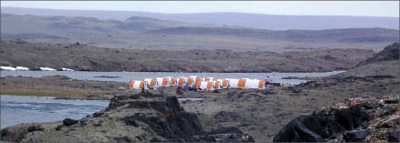 An aerial view of the 30-person camp at Advanced Explorations' Tuktu iron ore project in Nunavut. Photo by Advanced Explorations