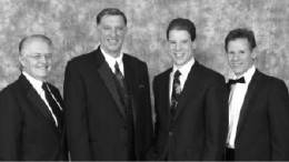 At the 2012 Canadian Mining Hall of Fame dinner, from left: Hunter Dickinson CEO Ron Thiessen; inductee Robert Dickinson; sons of inductee Robert Hunter, Scott and David. Photo by Canadian Mining Hall of Fame