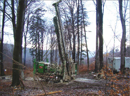 A drill rig at Tournigan Energy's Kuriskova uranium project in central Slovakia, 10 km northwest of the city of Kosice. Photo by Tournigan Energy