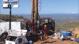 Drillers at work at Terraco Gold's Almaden gold project, 126 km northwest of Boise, Idaho. Photo by Terraco Gold