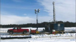 A drill rig at Magma Metals' Thunder Bay North platinum-palladium-copper-nickel project, located 50 km northeast of Thunder Bay, Ontario. Photo by Magma Metals