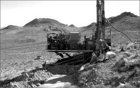 A drill rig at Corvus Gold's North Bullfrog gold-silver project in Nevada. Photo by Corvus Gold