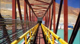 A bridge over the thickener at Anglo American's Los Bronces copper mine in Chile. Photo by Anglo American