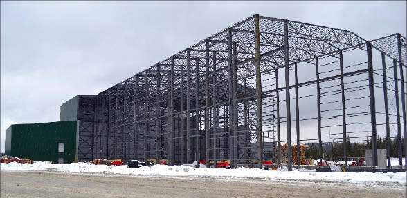 The lithium processing plant under construction at Canada Lithium's Quebec Lithium project near Val-d'Or, Quebec. Photo by Canada Lithium