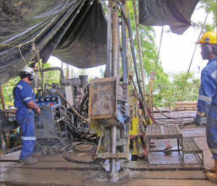 Drillers at Seafield Resources' Quinchia gold project in Colombia's Risaralda Department. Photo by Seafield Resources