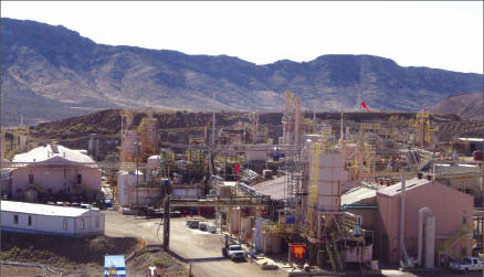 Production facilities at Molycorp's Mountain Pass REE mine in southeastern California. Photo by Trish Saywell