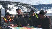 Studying a map at Sego Resources' Miner Mountain project in Princeton, British Columbia, from left: CEO J. Paul Stevenson, project manager Curt Kauss, director Al Hilton and reclamation and site preparation manager Bob Dennis. Photo by Ian Bickis