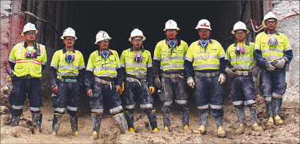 Workers at an entrance to the underground workings at Tahoe Resources' Escobal silver project in Guatemala. Photo by Tahoe Resources