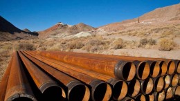 Drill rods piled near a rig at Entre Gold's Ann Mason copper-molybdenum project in Nevada, 75 km southeast of Reno. Photo by Entre Gold