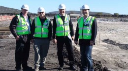 At Platinum Group Metals' Western Bushveld joint-venture platinum project in South Africa, from left: senior geologist Thys Botha, COO Peter Busse, CEO R. Michael Jones and CFO Frank Hallam. Photo by Platinum Group Metals