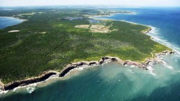 An aerial view of Xstrata and Erdene Resource Development's Donkin coal project site on the coast of Nova Scotia's Cape Breton Island. Photo by Erdene Resource Development