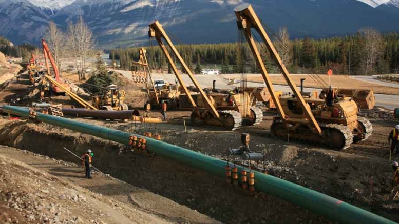 A crew working on Kinder Morgan's Trans Mountain oil pipeline. Photo by Kinder Morgan