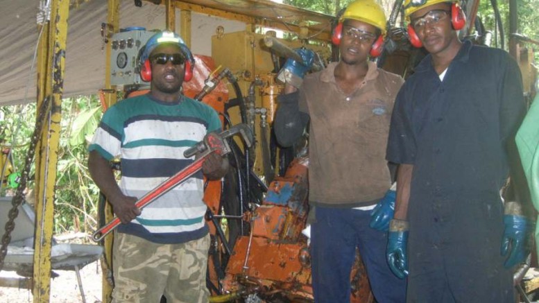 Drillers at Azimuth Resources' West Omai project in Guyana. Photo by Azimuth Resources