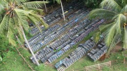 An aerial view of core racks at Intrepid Mines' Tujuh Bukit copper-gold project in Java, Indonesia. Photo by Intrepid Mines