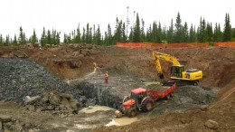 Workers expose portions of the R65 kimberlite pipe to prepare for blasting and sampling at Stornoway Diamonds' Renard project in Quebec's Otish Mountains. Source: Stornoway Diamonds