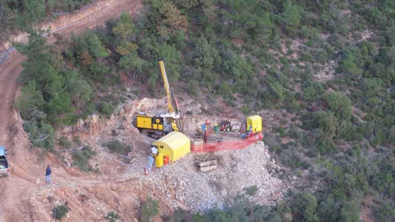 A drill rig at the Kucukdag target at Pilot Gold's TV Tower gold project in Turkey. Source: Pilot Gold