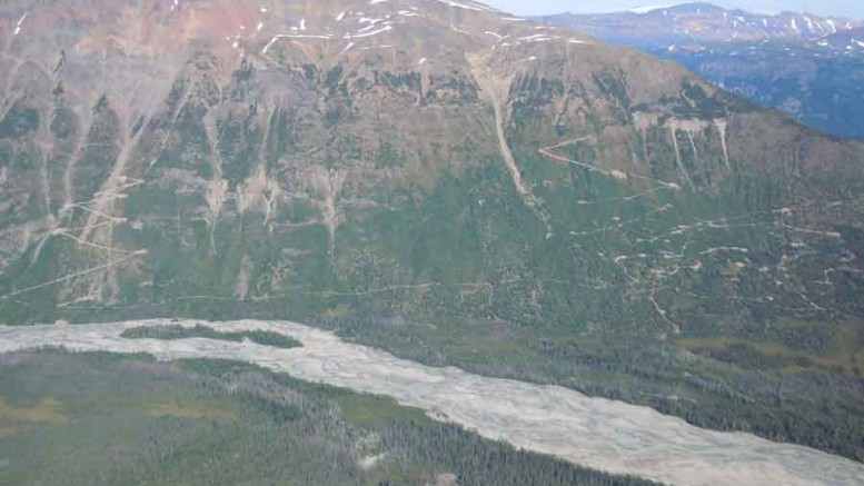 Drill roads on Mount LaCasse at Copper Fox Minerals' Schaft Creek copper project in northwestern British Columbia. Source: Copper Fox Metals