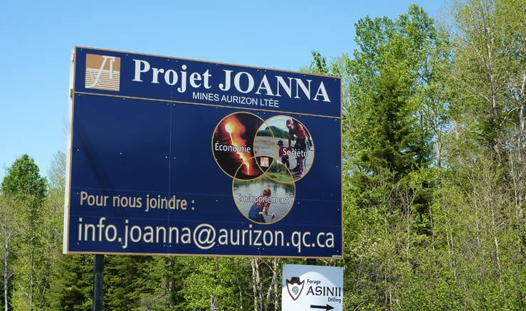 The sign for Aurizon's Joanna project. Source: Aurizon Mines