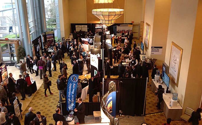 Delegates touring booths at AME BC's Roundup 2013. Photo by Matthew Keevil.