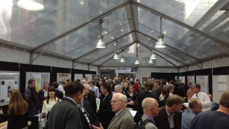 Attendees at the Core Shack exhibit at the AME BC Roundup 2013 convention in Vancouver. Photo by Matthew Keevil.