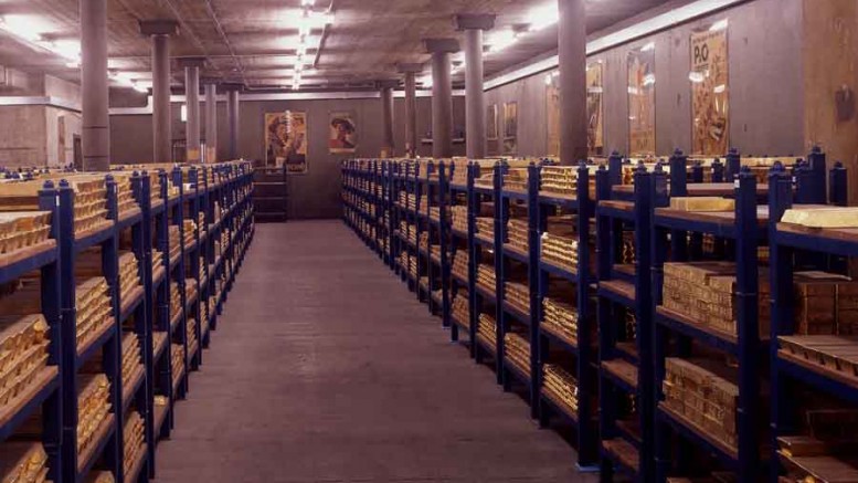 Gold bars in a Bank of England vault. Source: Bank of England