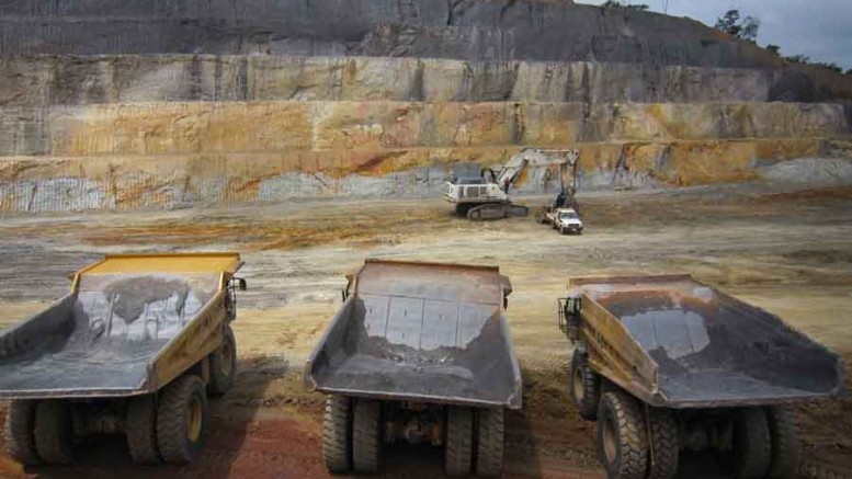 Trucks wait at Endeavour Mining's Nzema gold mine in Ghana. Source: Endeavour Mining