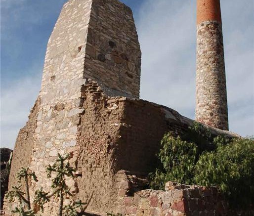 A historic ventilation stack built by Cornish miners, who operated in Mexico until the early twentieth century in the Pinos gold district, near Excalibur Resources' Catanava gold project in Zacatecas state. Photo by Manuel Gomez