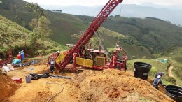 Drillers working at Sunward Resources' Titiribi gold-copper project in Colombia. Source: Sunward Resources