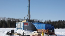 Vertical drilling on the ice at Gold Canyon's Springpole project. Source: Gold Canyon Resources