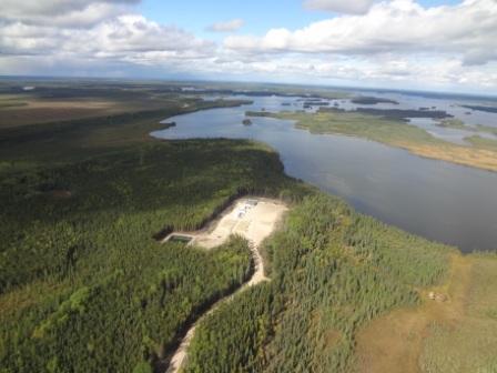 Aerial view of Foran's McIlvenna Bay exploration camp in Saskatchewan.